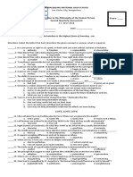 Aysa y Usay Arili: Introduction To The Philosophy of The Human Person Second Quarterly Assessment Score