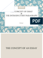 The Concept of Essay & The Introductory Paragraph: Meeting 2