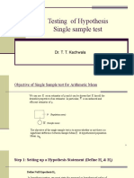 Testing of Hypothesis Single Sample Test: Dr. T. T. Kachwala