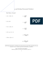 Multiplying and Dividng Polynomials Questions