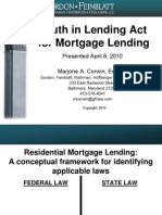 Truth in Lending Act For Mortgage Lending: Presented April 8, 2010 Marjorie A. Corwin, Esquire