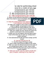 What Is The Rate For Performing Chest Compressions For A Victim of Any Age A-30 Compressions Per Minute B - 50 Compressions Per Minute C - 80 Compressions Per Minute