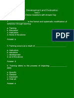 MCQs Unit 3 Training, Development and Evaluation