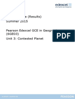 Mark Scheme (Results) Summer 2015 Pearson Edexcel GCE in Geography (6GE03) Unit 3: Contested Planet