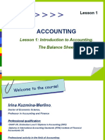 Accounting: Lesson 1: Introduction To Accounting. The Balance Sheet