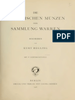 Die Griechischen Münzen Der Sammlung Warren. (Textband) / Beschr. Von Kurt Regling