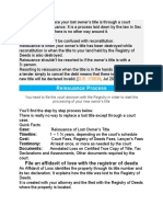 Reissuance Process - Lost Owner's Duplicate