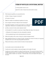 Class 11 Worksheet Chap 7 - Rotational Motion