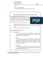 Quarter 2 - Week 2 En10Wc-Iia-13.1 Identify Parts and Features of Argumentative Essays. Concepts