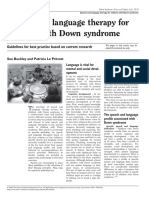 Speech and Language Therapy For Children With Down Syndrome: Guidelines For Best Practice Based On Current Research