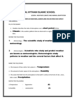 7 TH Biology Worksheets Ls 8 Weather, Climate Animal Adaptations