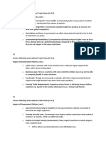 Factors Affecting International Trade Flows