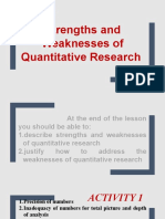 Strengths and Weaknesses of Quantitative Research