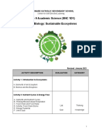 Grade 9 Academic Science (SNC 1D1) Unit 6: Biology: Sustainable Ecosystems