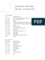 Itinerary Dubai - Abu Dhabi 1 JANUARY 2019 - 18 JANUARY 2019