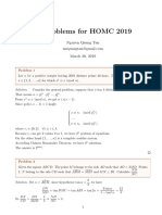 10 Problems For HOMC 2019: Nguyen Quang Tan March 20, 2019