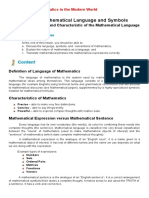 GEC 104 Week 3 - Elements and Characteristic of The Mathematical Language