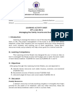 Learning Activity Sheet EPP 6 (Q3-Wk1) Managing The Family Income and Budget