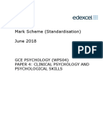 Mark Scheme (Standardisation) June 2018: Gce Psychology (Wps04) Paper 4: Clinical Psychology and Psychological Skills