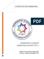 Nammakpsc Academy Karnataka History Test-1: Number 1 Institute of KPSC Examinations