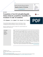 Fomulation of Best Fit Hydrophile - Lipophile Balance Dielectric Permitivity Demulsifier