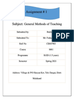 Assignment # 1: General Methods of Teaching