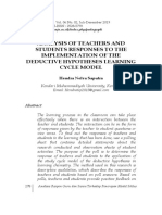 Analysis of Teachers and Students Responses To The Implementation of The Deductive Hypotheses Learning Cycle Model