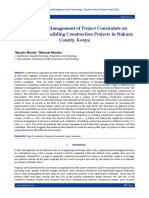 Influence of Management of Project Constraints On Completion of Building Construction Projects in Nakuru County, Kenya