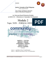 Topic: Non - Formal Education: An Outcome-Based Education Module in MEM 644 - Education in Community Development