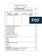 Final Evaluation (Vii Form) : Name Grade Date