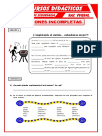 Las Oraciones Incompletas para Primero de Secundaria