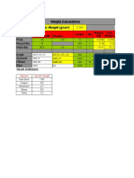 Weight Calculations Specific Weight (G/CM)