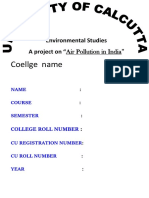 Coellge Name: Environmental Studies A Project On "Air Pollution in India"