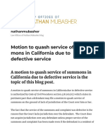 Motion To Quash Service of Summons in California Due To Defective Service - Nath