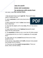 Page 21 Exercises An and B Lesson A Grammar and Vocabulary A: Complete The Sentences With Words From The Box. Use The Correct Form