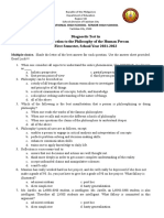 Diagnostic Test in Introduction To The Philosophy of The Human Person First Semester, School Year 2021-2022