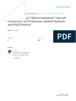 A Book Review On "Electrochemistry" (Second Edition) by Carl H Hamann, Andrew Hamnett and Wolf Vielstich