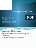 Primary Health Care: Ms. Alina Hameed