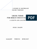 Greek Terms For Roman Institutions A LEXICON AND ANALYSIS CC