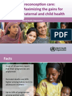 Preconception Care: Maximizing The Gains For Maternal and Child Health