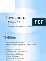 Hydrogen Class 11: Created By: Amir Husain, PGT CHEMISTRY