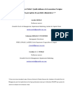 Quelle Influence de La Mention D'origine Locale Sur La Perception Des Produits Alimentaires