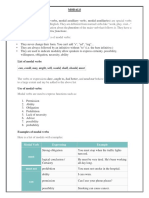 Modals, Reported Speech, Determiners and Subject Verb Concord Notes and Exercises