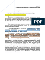 Lesson 4 The Strengths and Weaknesses of The Filipino Character: A Socio-Culture Issue Objectives