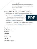 Title Page: Title of The Article: "A Study To Assess The Effectiveness of Structured Teaching Programme On