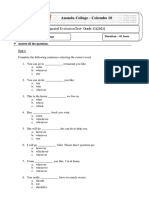 English - Special Evaluation Test - Ananda College