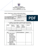 Department of Education: Annex C: School Career Guidance Implementation Report