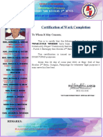 Certification of Work Completion: Barangay San Nicolas 2 Betis