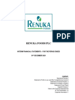 Renuka Foods PLC: Interim Financial Statements - For The Period Ended 31 December 2021