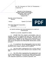 Sample Motion For Issuance of Writ of Possession - Hypothetical Case No. 3